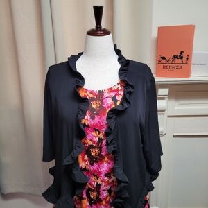 NWT Glamour Black Shrug With Ruffled Edges 2X
